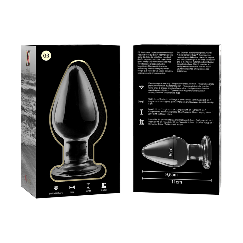 NEBULA SERIES BY IBIZA | MODEL 3 | ANAL PLUG BOROSILICATE GLASS 11 X 5 CM TRANSPARENT