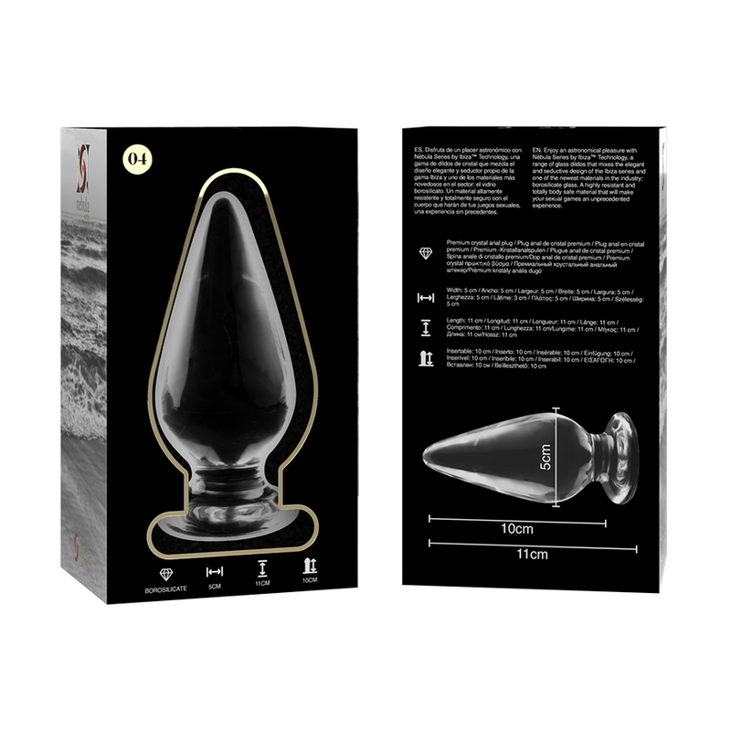 NEBULA SERIES BY IBIZA | MODEL 4 | ANAL PLUG BOROSILICATE GLASS 11 X 5 CM CLEAR