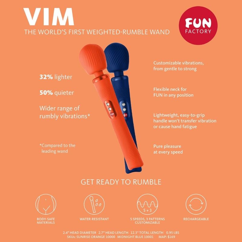 FUN FACTORY | VIM | Vibrating  Wand | SUNRISE ORANGE