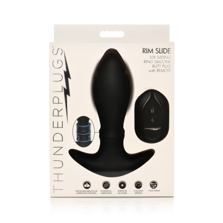 Rim Slide | Sliding Ring Silicone Butt Plug - Black