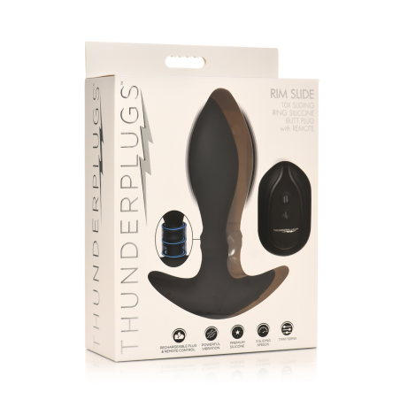 Rim Slide | Sliding Ring Silicone Butt Plug - Black