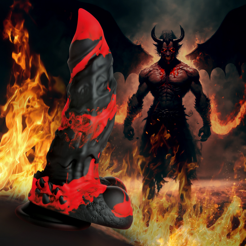 Fire Demon | Monster Dildo Σιλικόνης - Κόκκινο/ Μαύρο