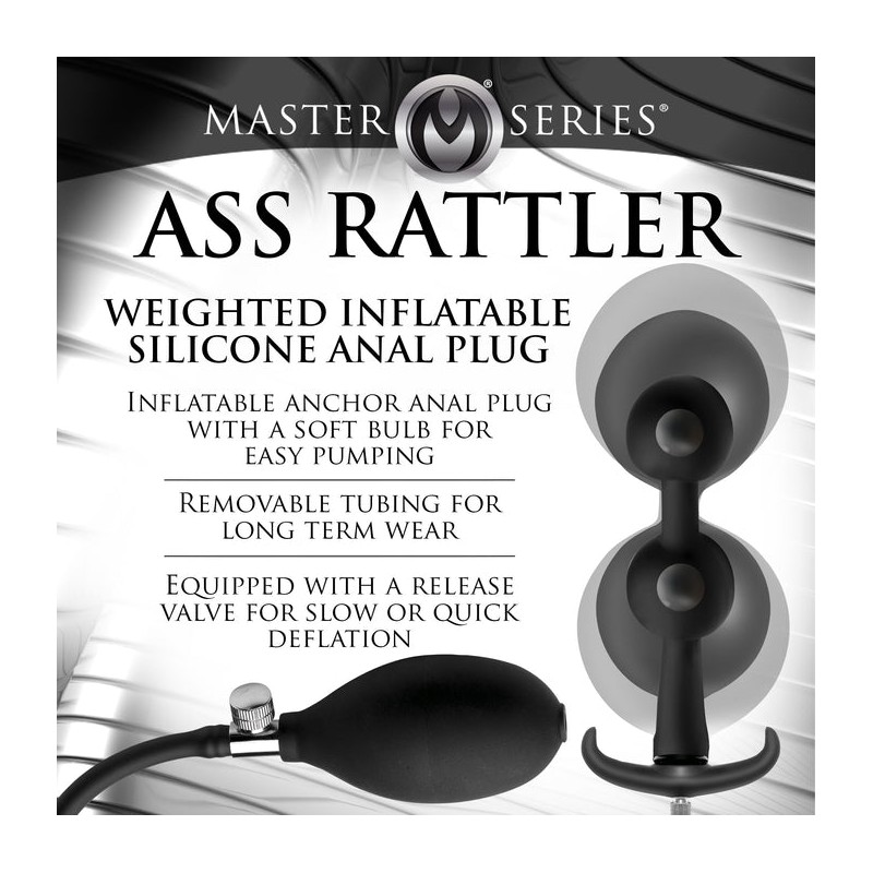 Ass Rattler - Weighted Inflatable Silicone Anal Plug - Black