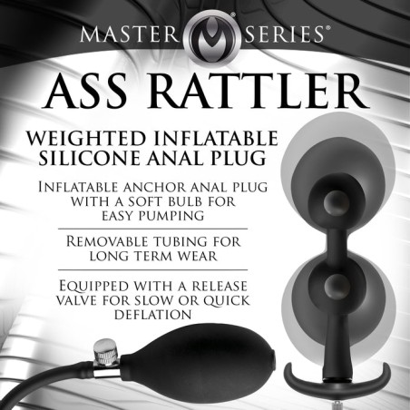 Ass Rattler - Weighted Inflatable Silicone Anal Plug - Black