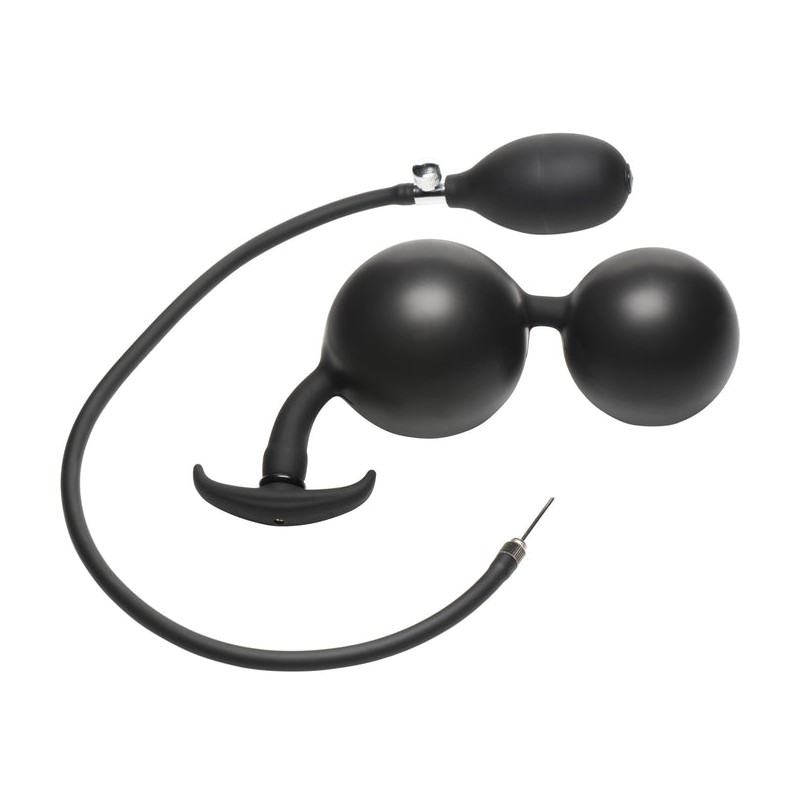Ass Rattler - Weighted Inflatable Silicone Anal Plug - Black