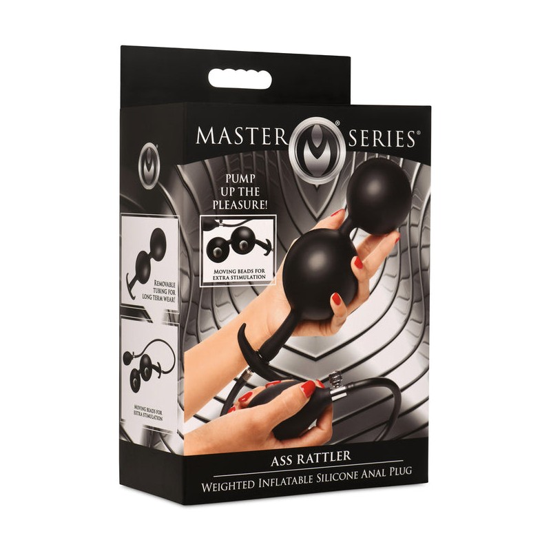 Ass Rattler - Weighted Inflatable Silicone Anal Plug - Black