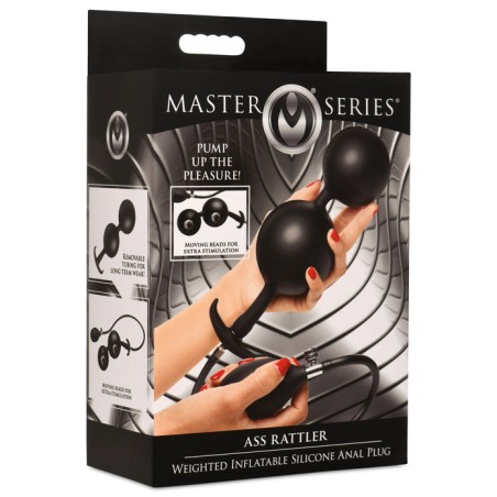 Ass Rattler - Weighted Inflatable Silicone Anal Plug - Black