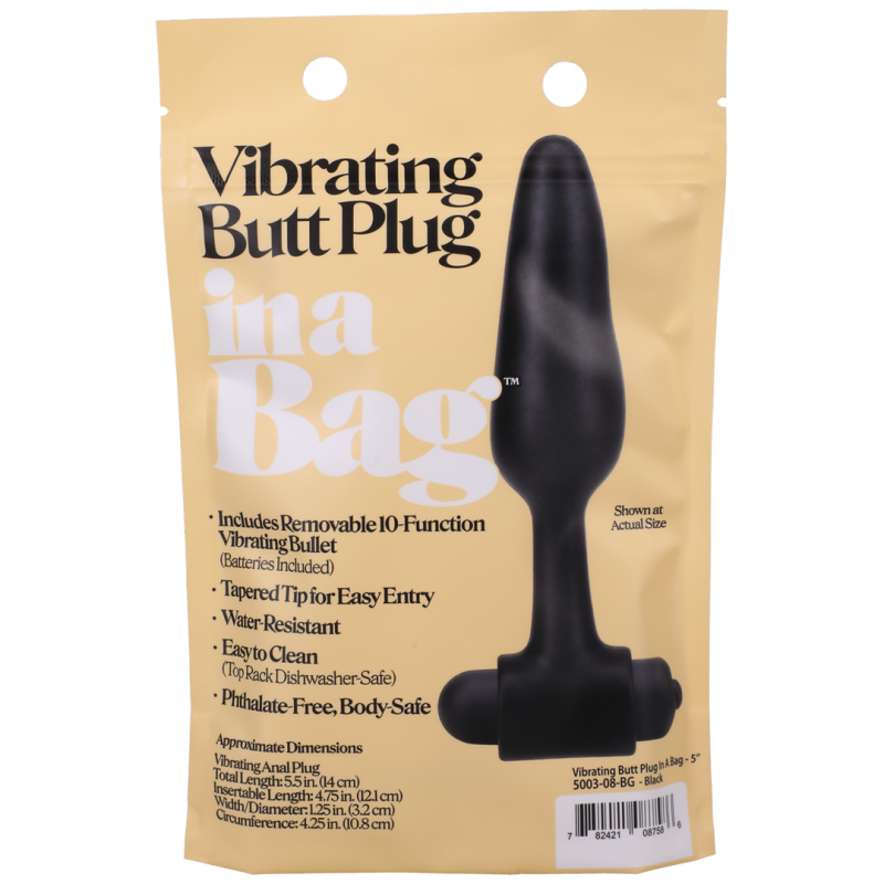 Vibrating Butt Plug - 5" / 12 cm - Black