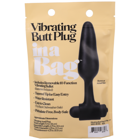 Vibrating Butt Plug - 5" / 12 cm - Black