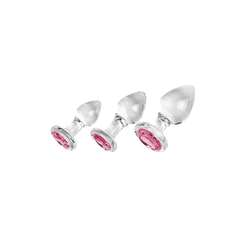 ADAM & EVE | PINK GEM GLASS PLUG SET