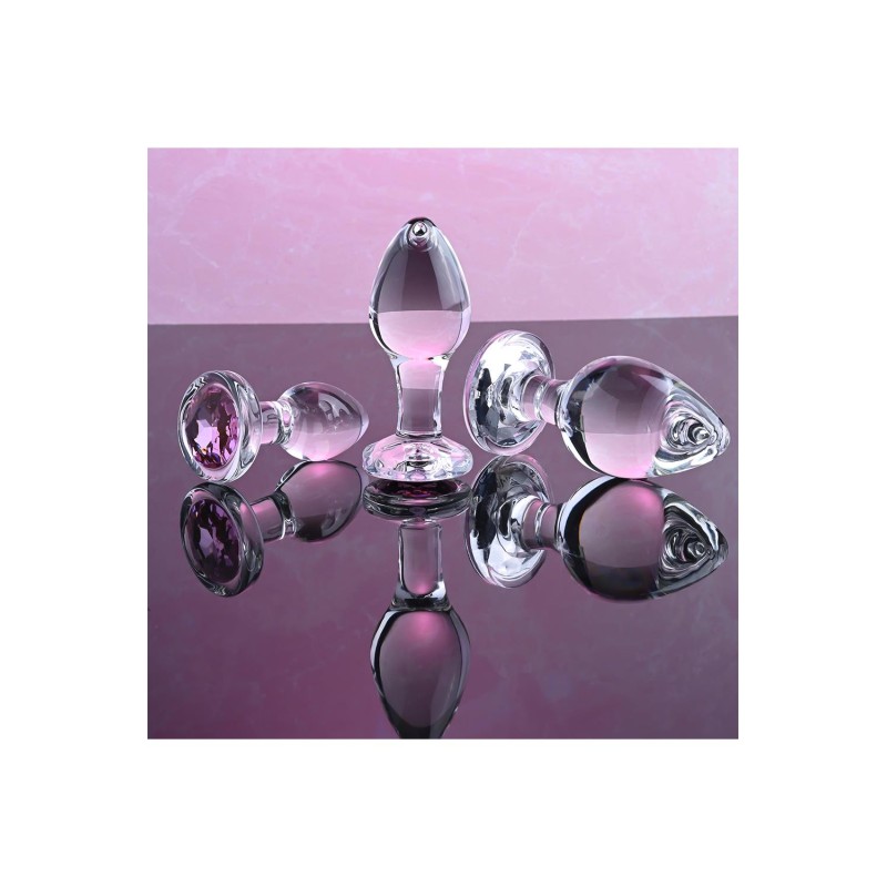 ADAM & EVE | PINK GEM GLASS PLUG SET