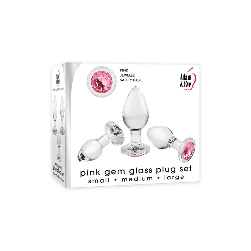 ADAM & EVE | PINK GEM GLASS PLUG SET
