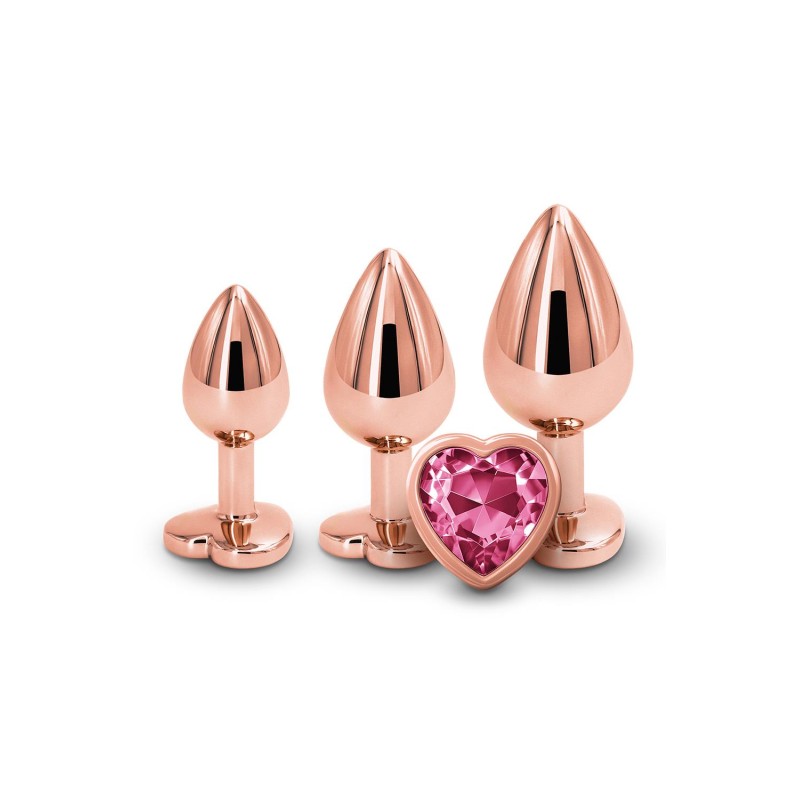 REAR ASSETS | TRAINER KIT | ALUMINIUM BUTT PLUGS ROSE GOLD HEART - PINK