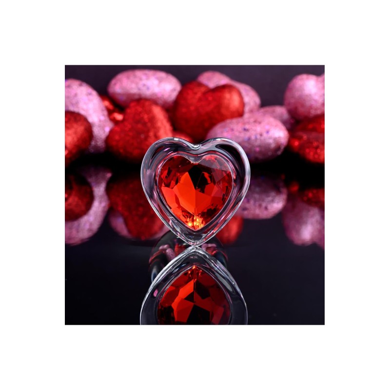 ADAM & EVE | RED HEART GEM | Γυάλινη Πρωκτική Σφήνα - Medium