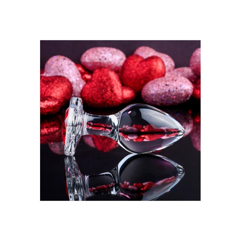 ADAM & EVE | RED HEART GEM | Γυάλινη Πρωκτική Σφήνα - Medium
