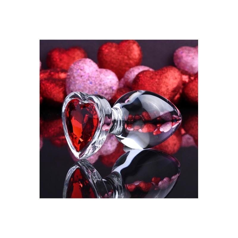 ADAM & EVE | RED HEART GEM | Γυάλινη Πρωκτική Σφήνα - Large