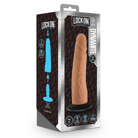 LOCK ON | DYNAMITE | 18cm Dildo With Suction Cup Adapter Mocha