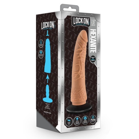 LOCK ON | HEXANITE | 19cm Dildo With Suction Cup Adapter Mocha