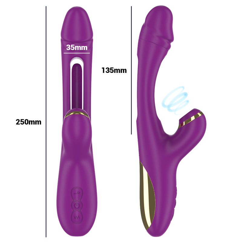 RECHARGEABLE MULTIFUNCTION VIBRATOR 7 VIBRATIONS WITH SWINGING MOTION AND SUCKING PURPLE
