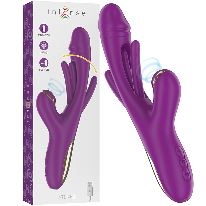 RECHARGEABLE MULTIFUNCTION VIBRATOR 7 VIBRATIONS WITH SWINGING MOTION AND SUCKING PURPLE