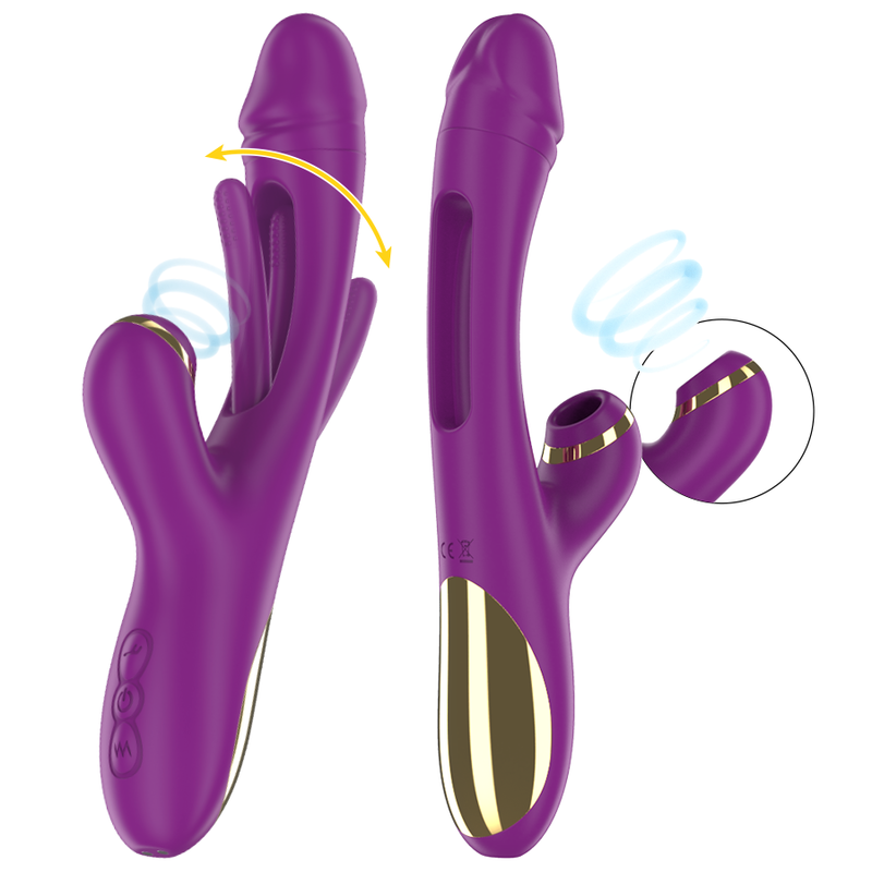 RECHARGEABLE MULTIFUNCTION VIBRATOR 7 VIBRATIONS WITH SWINGING MOTION AND SUCKING PURPLE