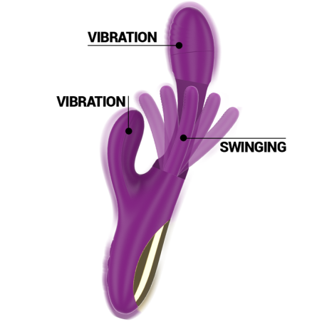 RECHARGEABLE MULTIFUNCTION VIBRATOR 7 VIBRATIONS WITH SWINGING MOTION PURPLE