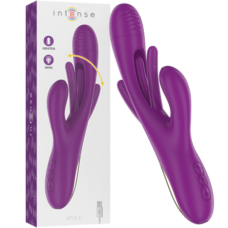 RECHARGEABLE MULTIFUNCTION VIBRATOR 7 VIBRATIONS WITH SWINGING MOTION PURPLE