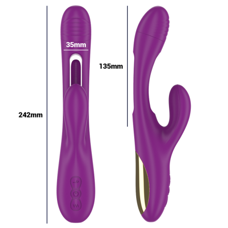 RECHARGEABLE MULTIFUNCTION VIBRATOR 7 VIBRATIONS WITH SWINGING MOTION PURPLE