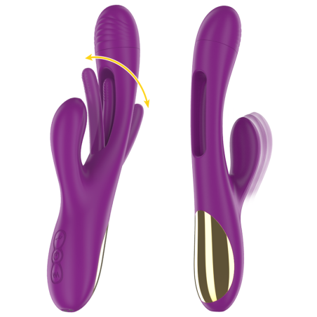 RECHARGEABLE MULTIFUNCTION VIBRATOR 7 VIBRATIONS WITH SWINGING MOTION PURPLE