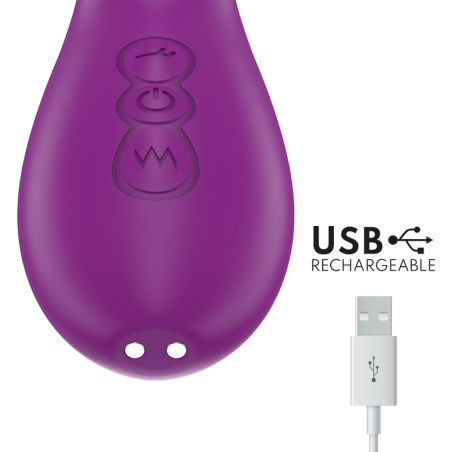 RECHARGEABLE MULTIFUNCTION VIBRATOR 7 VIBRATIONS WITH SWINGING MOTION PURPLE