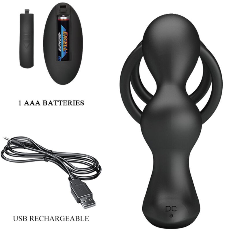 MARSHALL | PENIS RING WITH VIBRATORY ANAL PLUG WITH REMOTE CONTROL