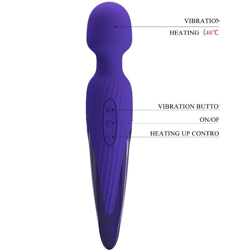 Επαναφορτιζόμενο Wand Massager Με Λειτουργία Θέρμανσης - Μοβ
