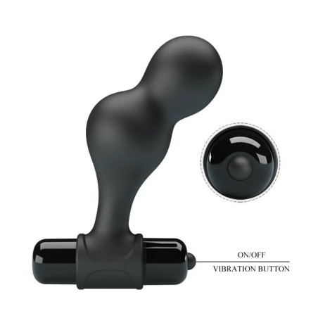 MR PLAY | BLACK SILICONE VIBRATOR ANAL PLUG