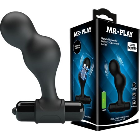 MR PLAY | BLACK SILICONE VIBRATOR ANAL PLUG