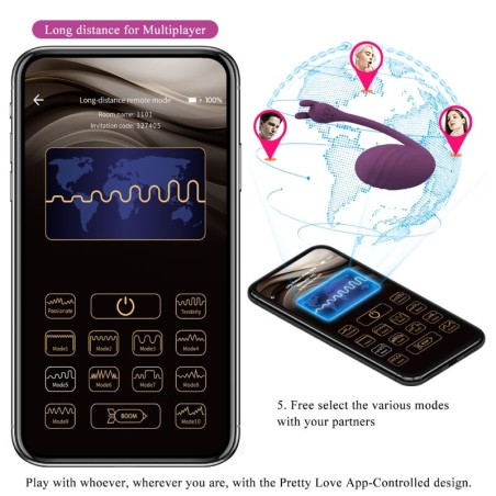 PRETTY LOVE | CATALINA | Δονούμενο Αυγό | Smart Control App | Μοβ