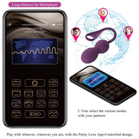 PRETTY LOVE | ELVIRA | Kegel Balls + App Remote Control | Μοβ