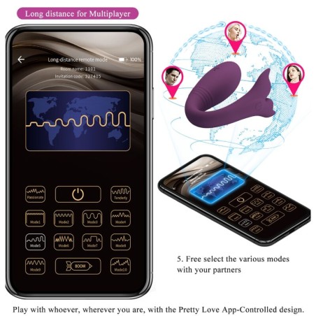 PRETTY LOVE | JAYLEEN | Couples Vibrator | Remote Control + App | Purple