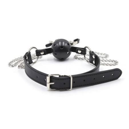 OHMAMA FETISH | Vented Ball Gag with Nipple Clamps