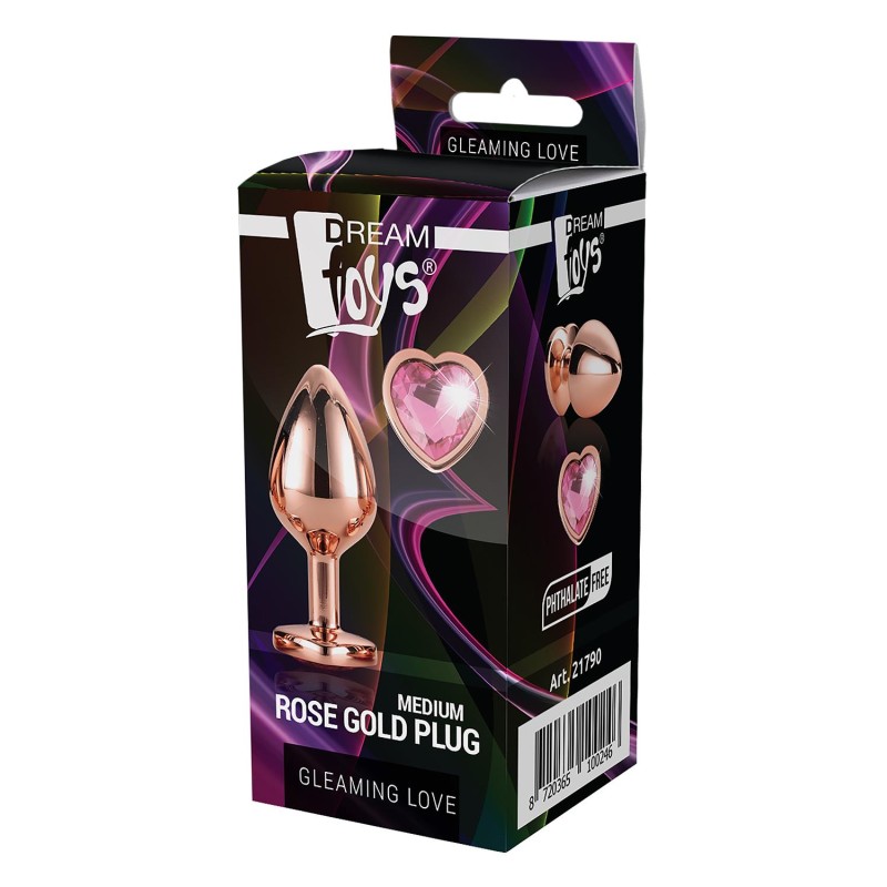 GLEAMING LOVE | Rose Gold Plug | Πρωκτική Σφήνα Αλουμινίου Με Κόσμημα | Medium