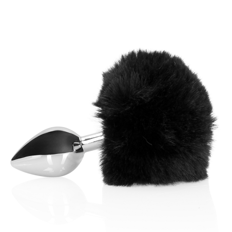 Bunny Tail with Metal Butt Plug | Black