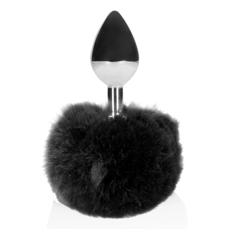 Bunny Tail with Metal Butt Plug | Black