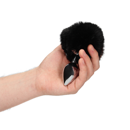 Bunny Tail with Metal Butt Plug | Black