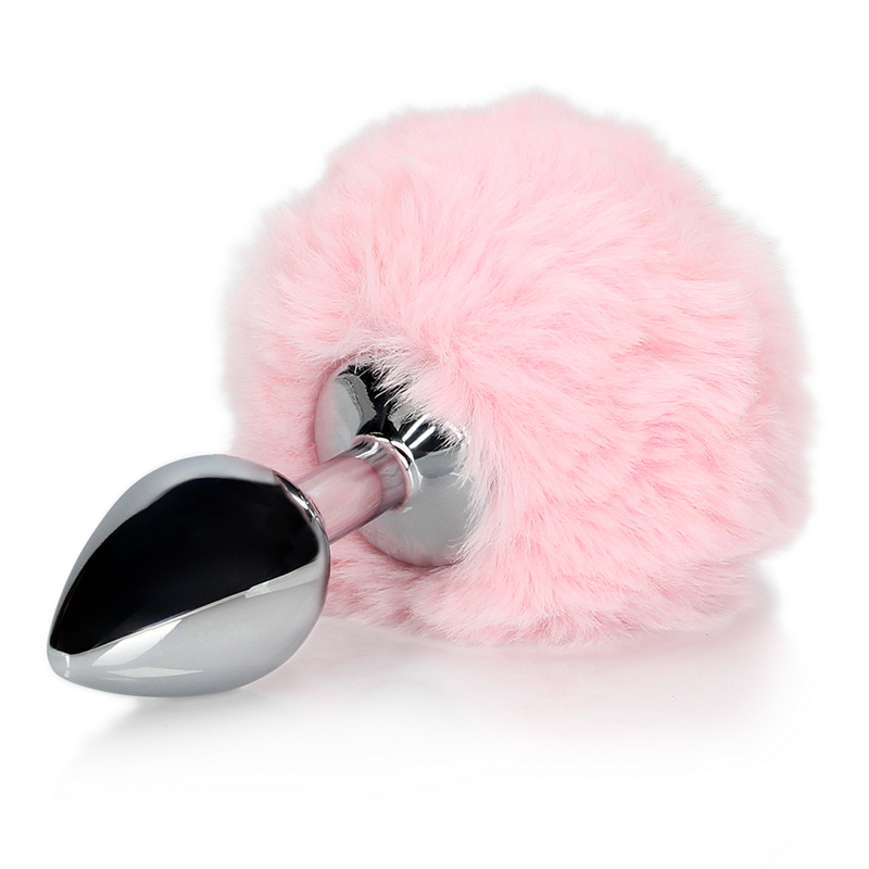 Bunny Tail with Metal Butt Plug | Pink