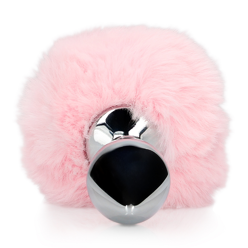 Bunny Tail with Metal Butt Plug | Pink