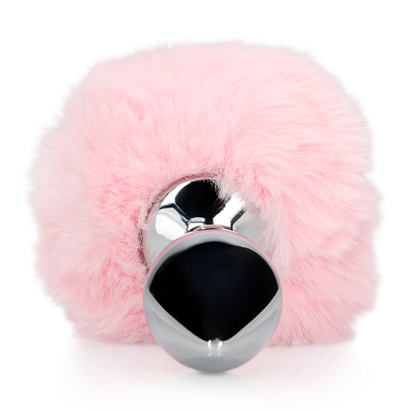 Bunny Tail with Metal Butt Plug | Pink