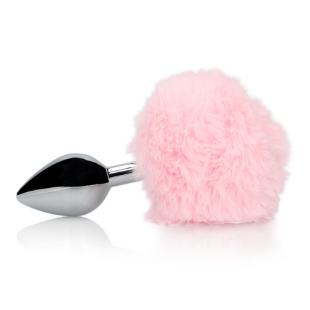 Bunny Tail with Metal Butt Plug | Pink