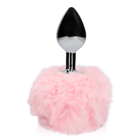 Bunny Tail with Metal Butt Plug | Pink