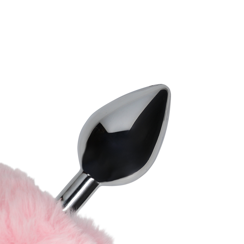 Bunny Tail with Metal Butt Plug | Pink