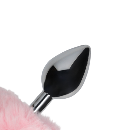 Bunny Tail with Metal Butt Plug | Pink