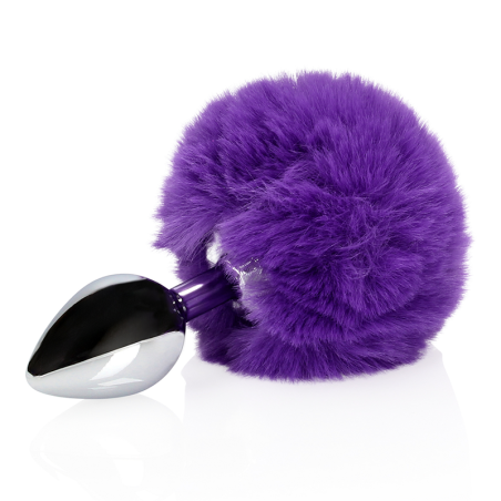 Bunny Tail with Metal Butt Plug | Purple